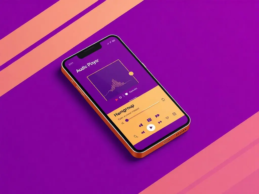 Celular exibindo player de áudios de ativação