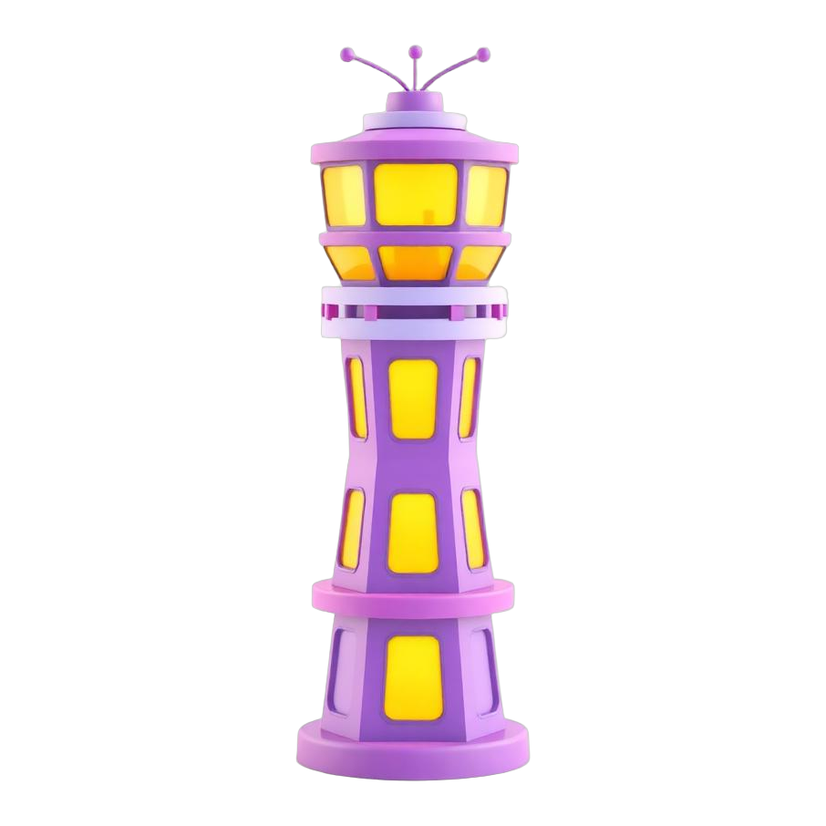 Ilustração 3D de uma torre de controle de aviação